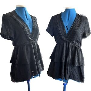 Black sheer tiered top / grunge aesthetic / cottage core aesthetic